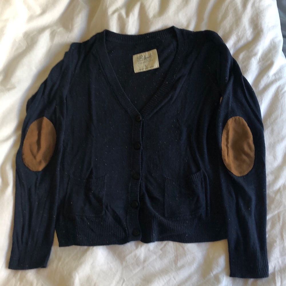 Unique light-weight cardigan with elbow patches